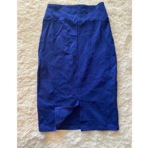 Love Nation Deep Blue Stretchy Midi Skirt
